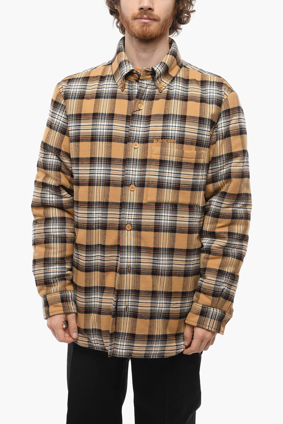 Burberry Button-down Padded Overshirt with Tartan Motif men
