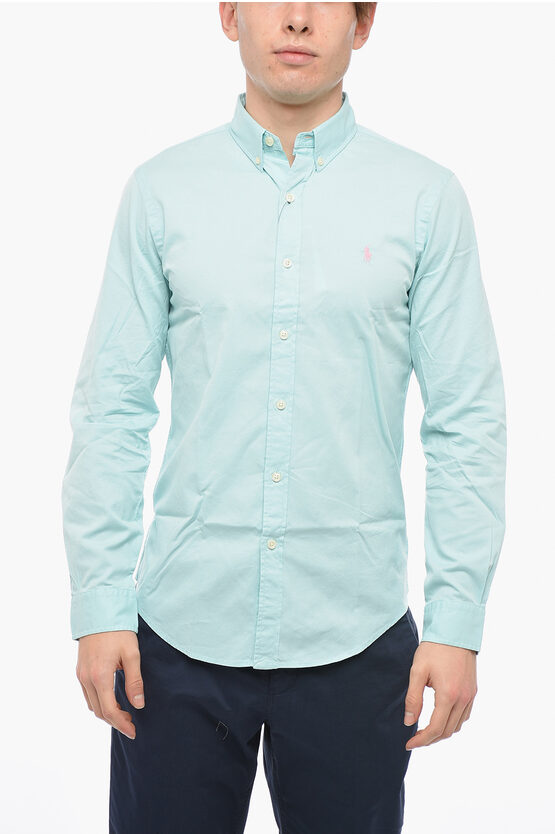 Polo Ralph Lauren Button-down Twill Cotton Shirt In Blue