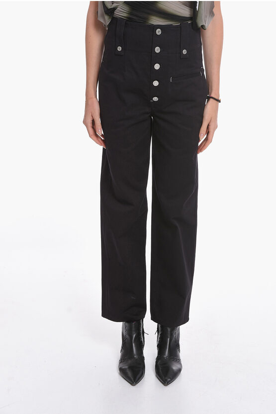 Isabel Marant Button-up High-waisted Narlena Denims 21,5cm In Black