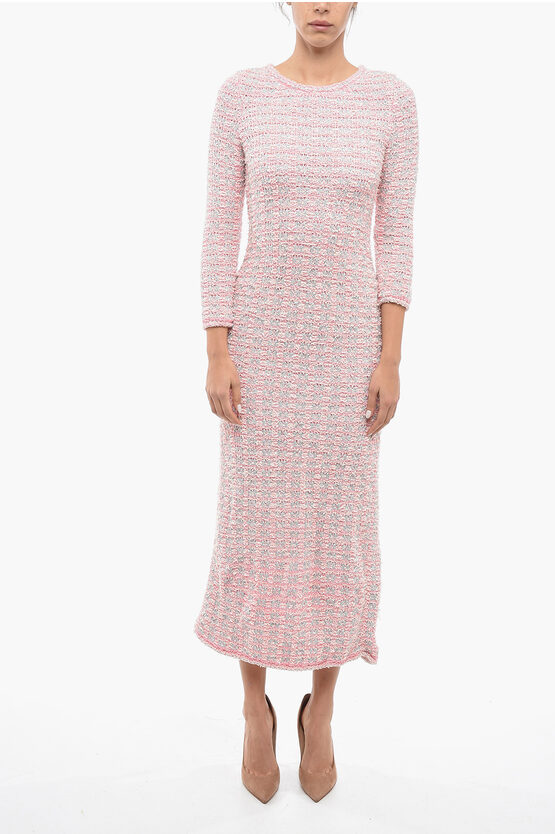 Shop Balenciaga Buttoned Back To Front Wool Blend Tweed Dress