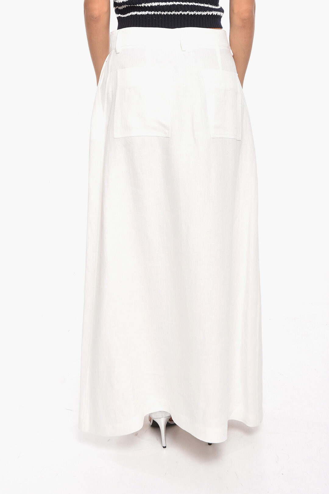 Parosh Buttoned Closure Linen BEST Long Skirt with Belt Loops women ...