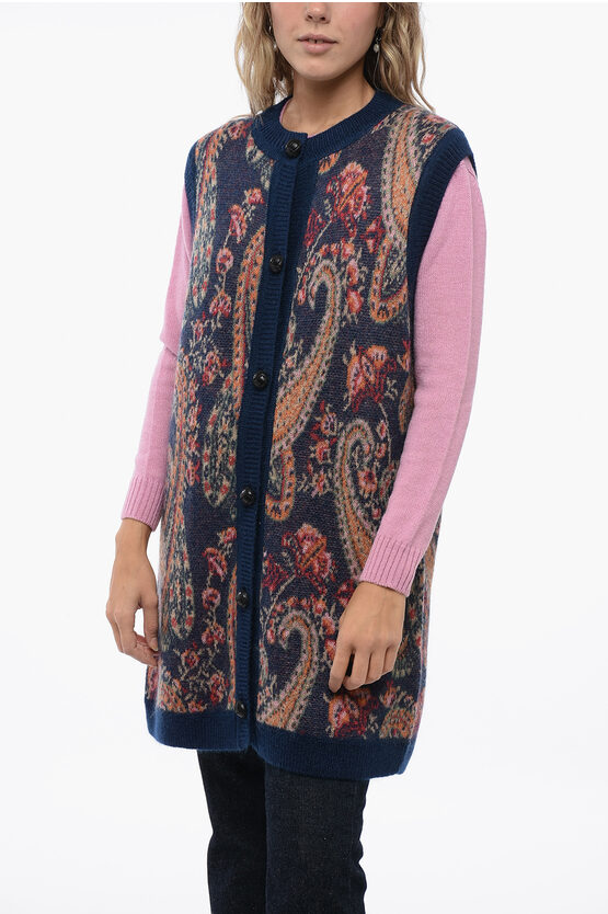 Shop Etro Buttoned Maxi Vest With Paisley Motif