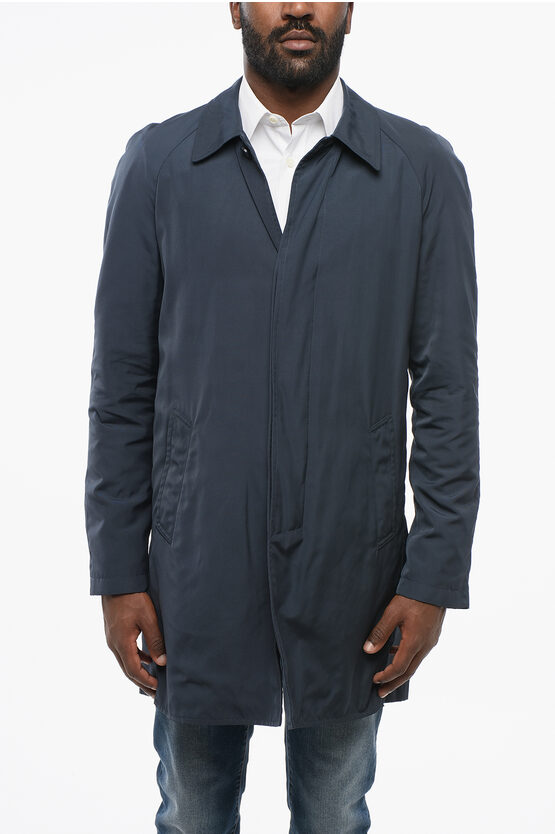 Corneliani Buttoned Raincoat In Black