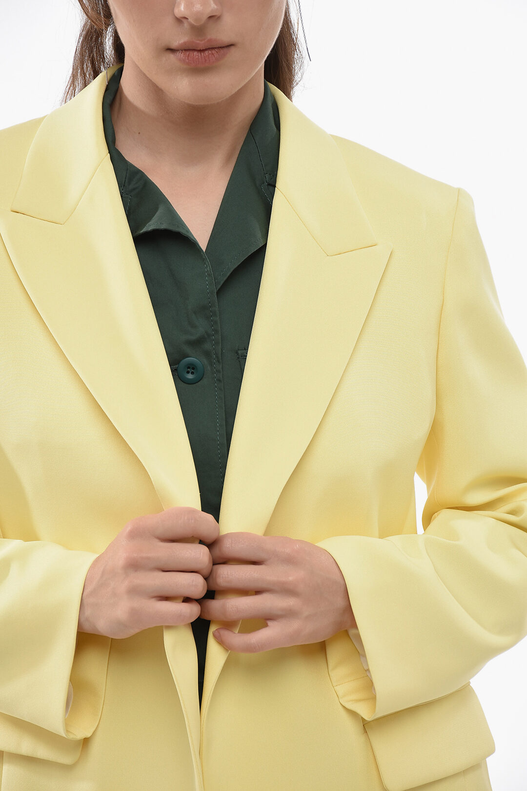 Chloe Buttonless Pure Silk Blazer with Peak Lapel women