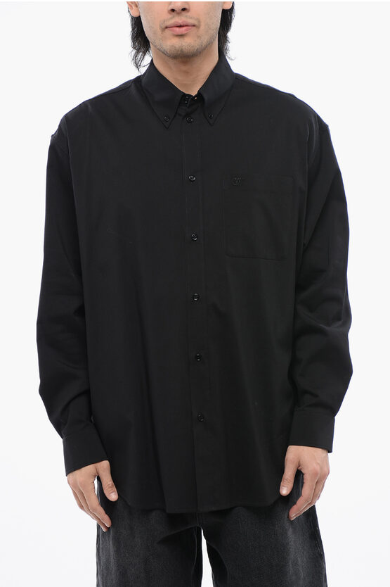 Off-white Buttons Down Solid Color Shirt
