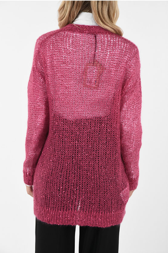 Miu Miu Cable Knit Cardigan with Sequined Details women