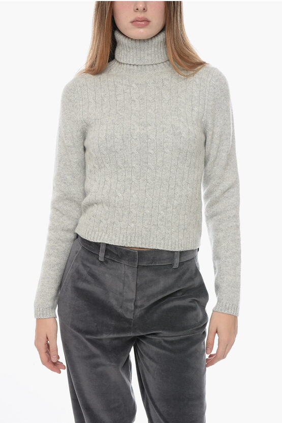 Shop Allude Cable Knit Cashmere Blend Turtleneck Sweater