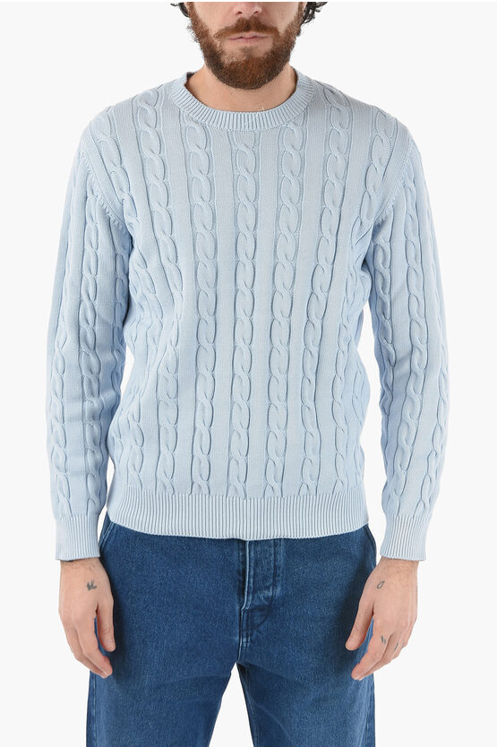 Shop Altea Cable Knit Crew-neck Sweater