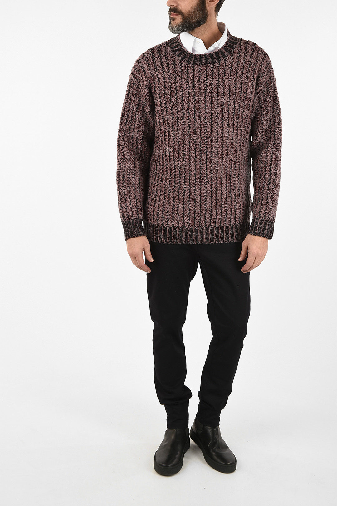 Salvatore Ferragamo Cable Knit Oversized Crew-neck Sweater men - Glamood  Outlet