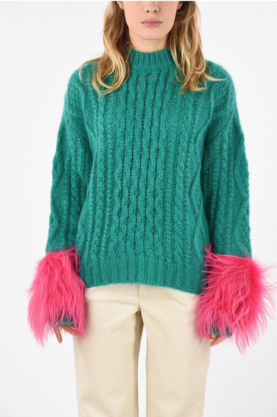 Prada cable knit Sweater with Fur Cuff women - Glamood Outlet