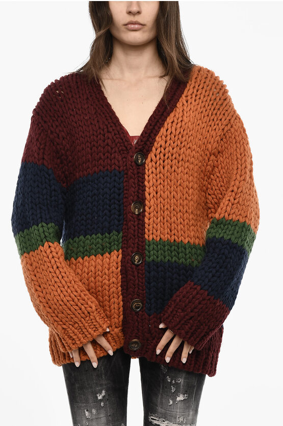 Shop Dsquared2 Cable Knit V-neck Maxi Cardigan