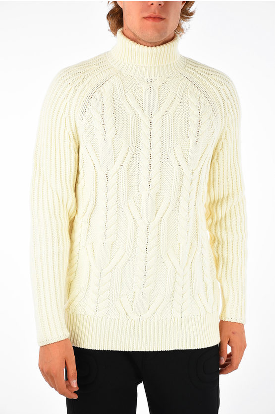 Neil Barrett Cable Pullover In Neutral