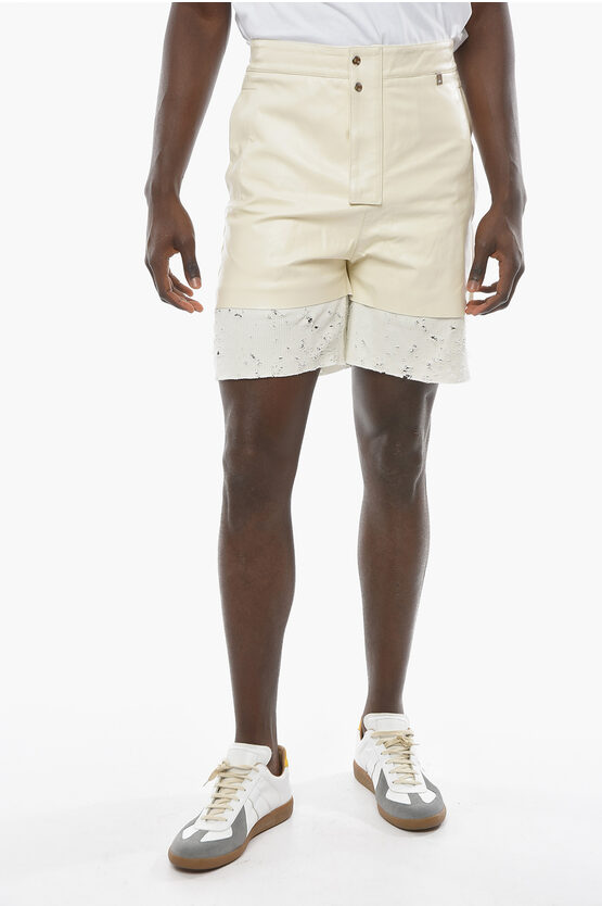Alyx Calfskin Layered Shorts With Elastocated Waistband In Neutral