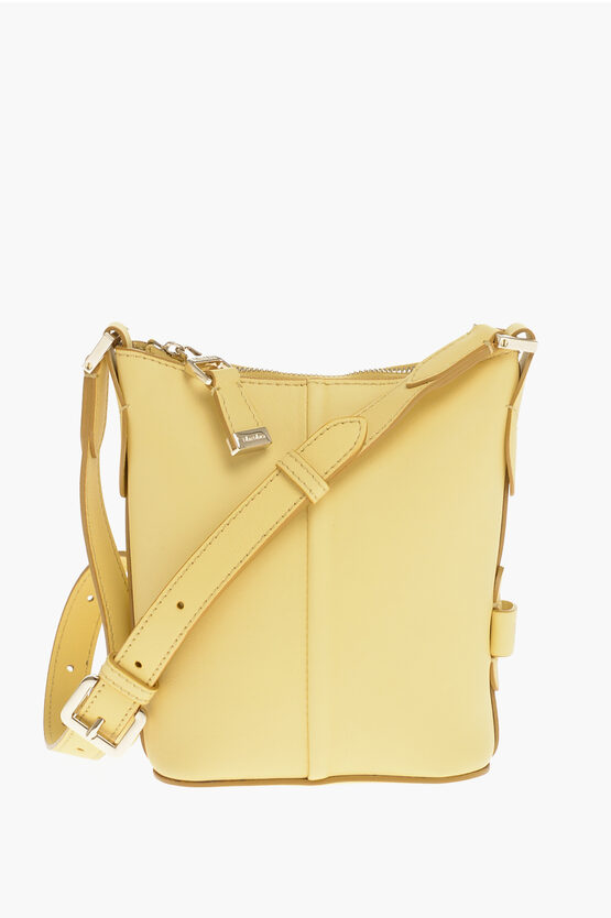 Max Mara Calfskin Riviera Shoulder Bag In Yellow