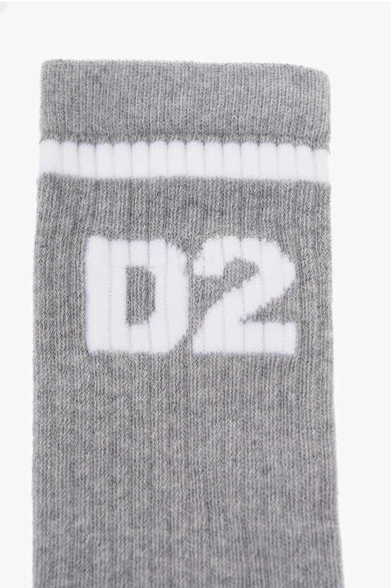 Calzini in Tinta Unita con Logo a Contrasto