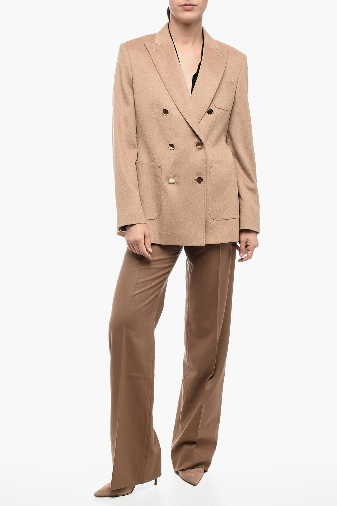 く日はお得♪ Camel Mara Max Wool Glamood - women Blazer Breasted Double グローブ