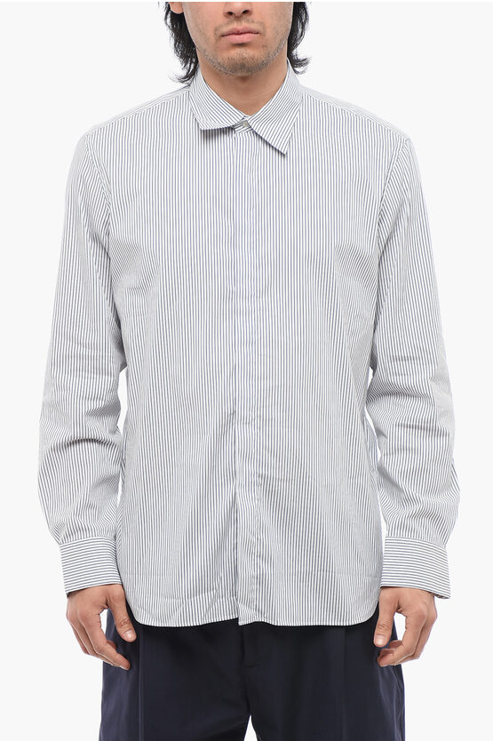Camicia Casual a Righe Awning con Abbottonatura Nascosta