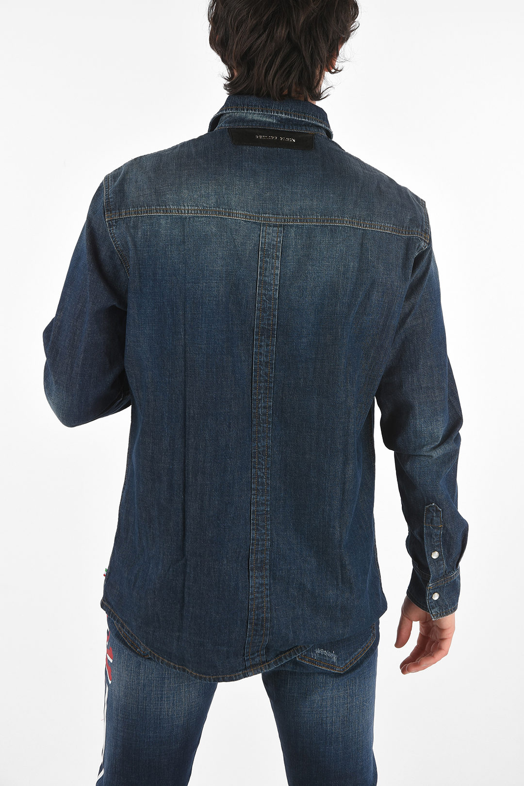 Dsquared2 Camicia DEAN B.D in Denim Con Bottoni Automatici uomo