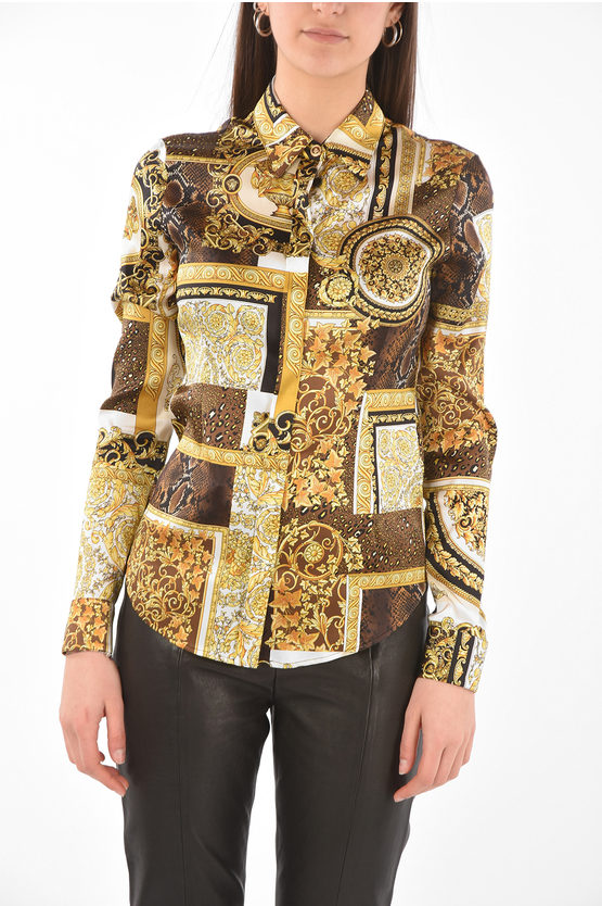 Versace Camicia in Seta Heritage con Collo Francese donna