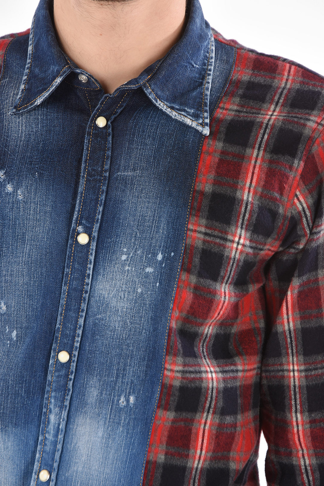 Camicia uomo casual button down nascosto tessuto in mussola lavato riga