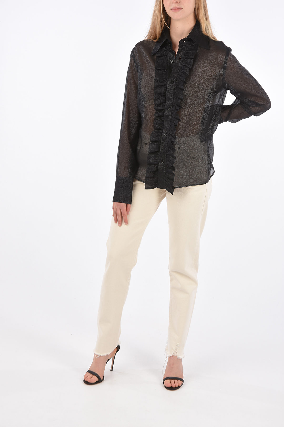 Camicie Donna Camicia Rouches Zara Saint Laurent Camicia