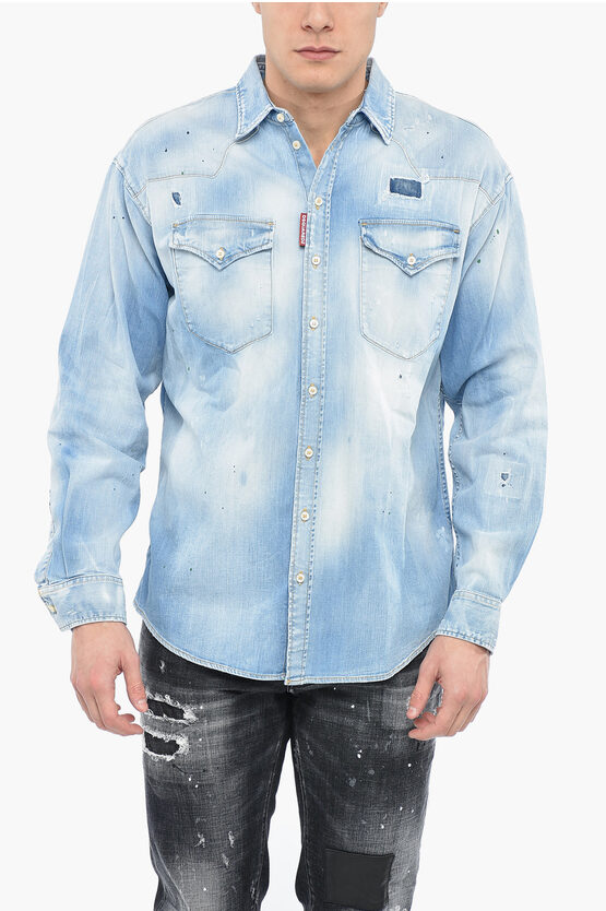 Wrangler Camicia Denim Uomo Maniche Lunghe – Bottoni A Scatto – Vestibilità Regolare – Lavaggio Chiaro – Taglia XX-Large