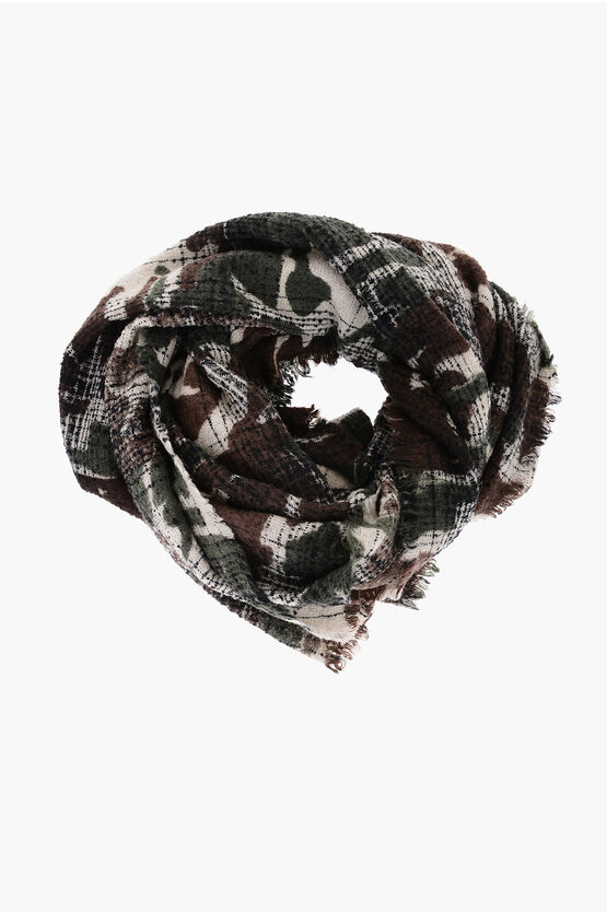 Faliero Sarti Camo Print Felipe Wool Blend Scarf