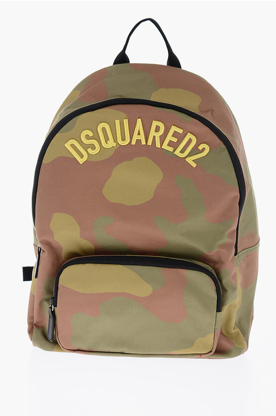 Dsquared2 Camouflage Backpack With Embossed Logo In Multi