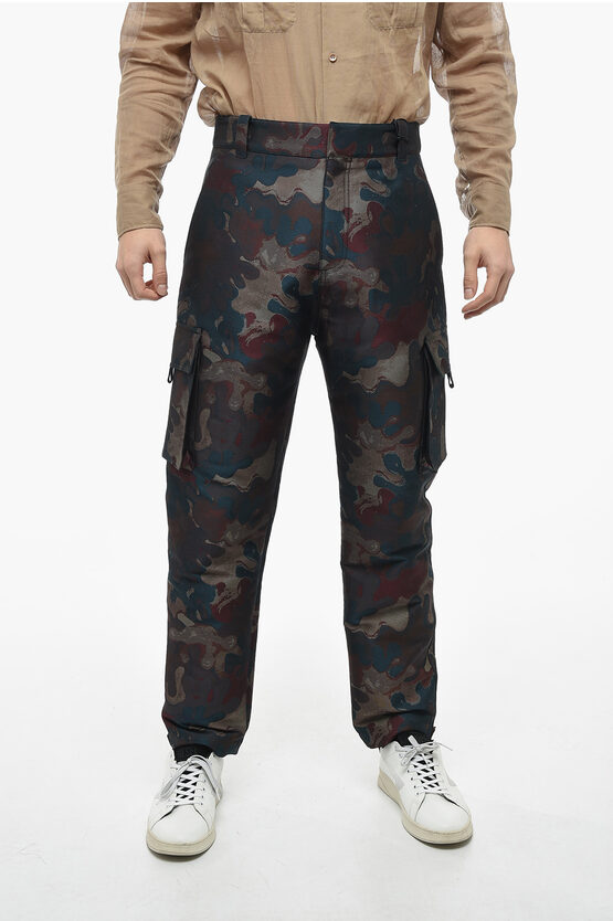 Dior Camouflage Cargo Trousers With Back Logo Patch In Multi