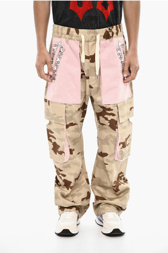 Dsquared2 Camouflage Cargo Pants With Jewels Maxi Pockets
