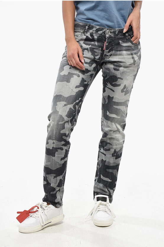 Dsquared2 Camouflage Effect Jennifer Regular Fit Jeans 16cm In Black