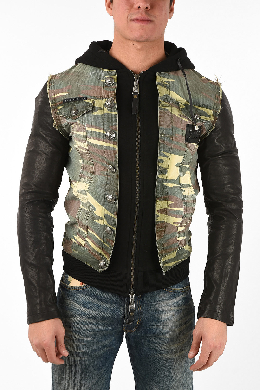 aftrekken Oprichter Mail Philipp Plein Camouflage hooded outerwear men - Glamood Outlet