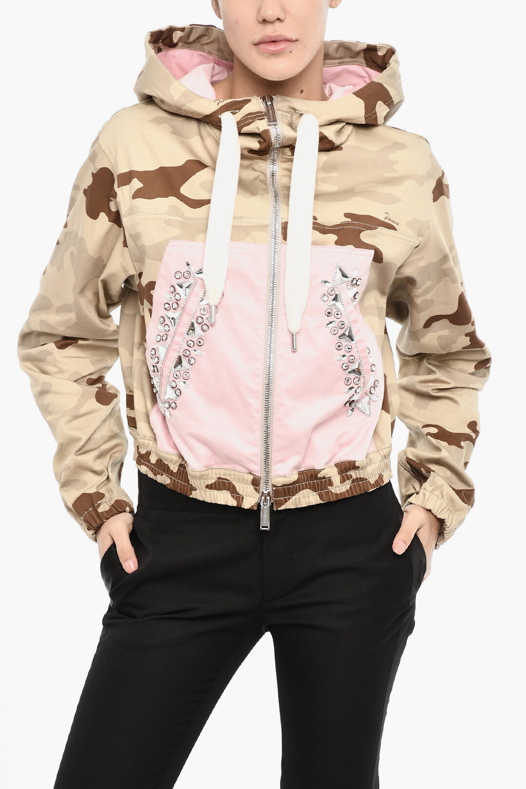 Camouflage Lightweight Jacket with Hodd and Jewels