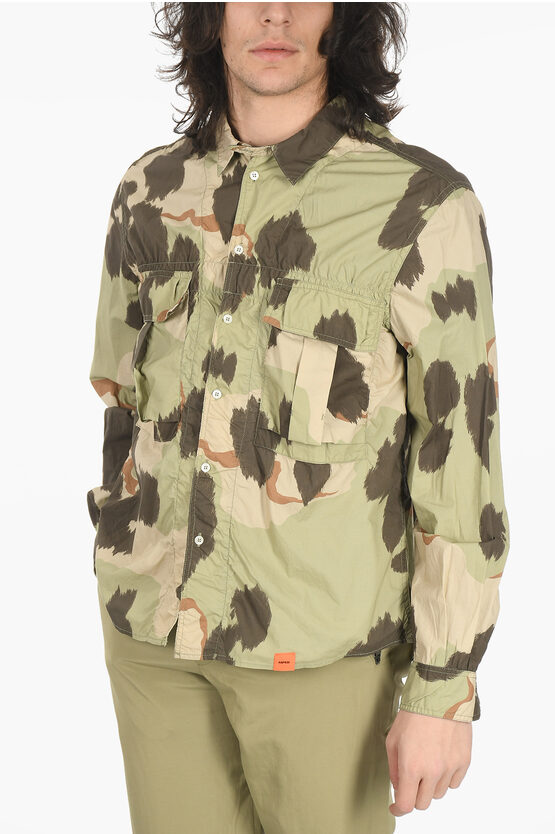 Aspesi Camouflage Print Long Sleeved Shirt In Multi