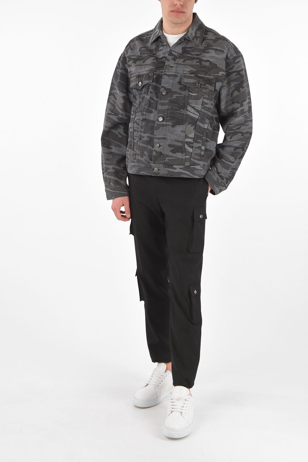 Funnel Neck Single Breasted Camo Print Denim Jacket – Wear.Style