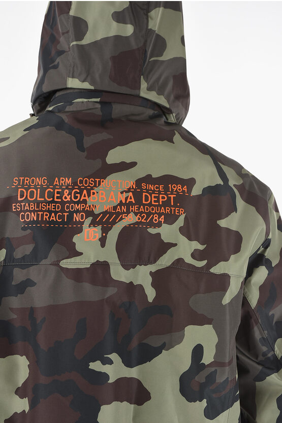 Dolce & Gabbana Camouflage Windbreaker with Removable Hood men ...