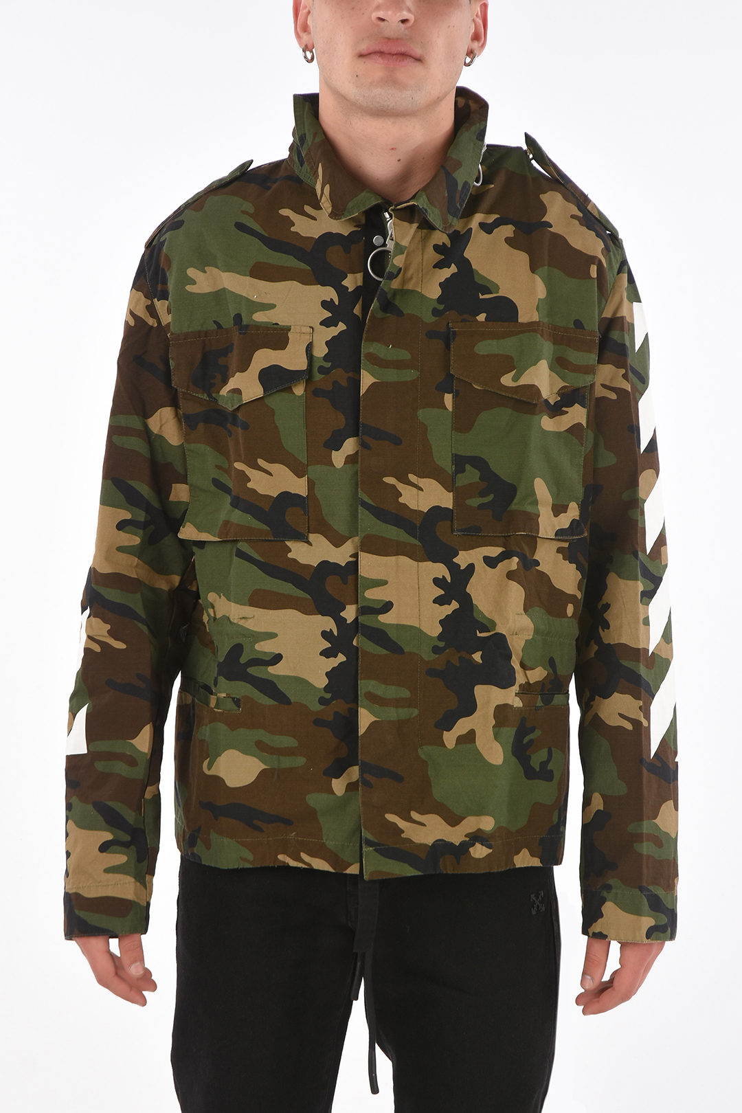 Off White Camuflage Printed M65 Jacket with Extractable Hood men Glamood Outlet