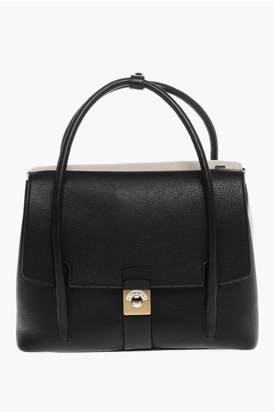 Maison Margiela Canvas And Leather Tote Bag With Adjustable Shoulder Strap