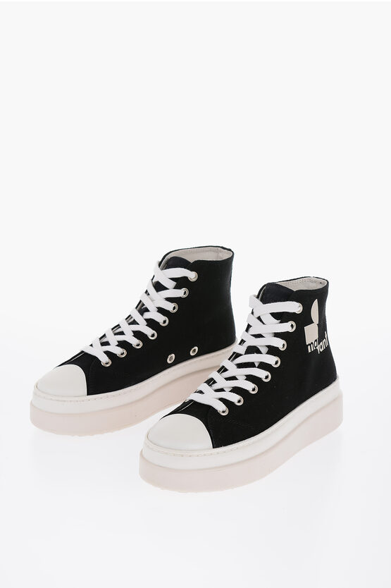 Shop Isabel Marant Canvas Austin High-top Sneakers With Contrasting Sole