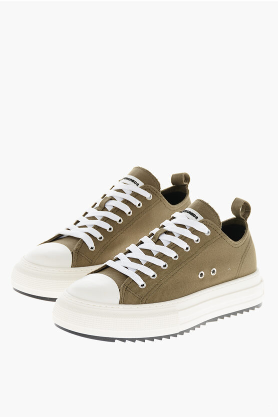 Dsquared2 Canvas Berlin Sneakers With Rubber Toe In Gray