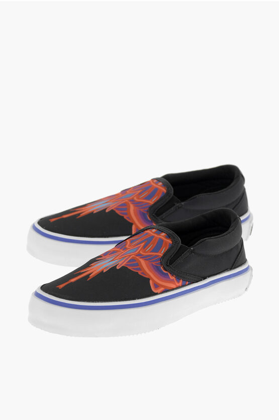 Shop Marcelo Burlon County Of Milan Canvas Curves Wings Slip On Sneakers