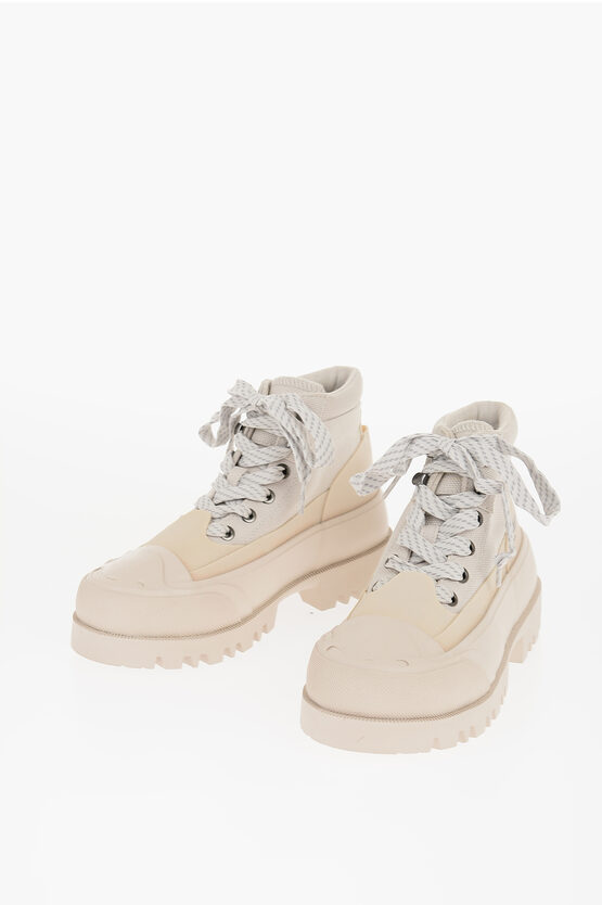 Diesel Canvas D-hiko Bt X Hiking Boots With Tank Sole In White