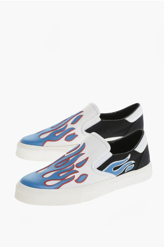 Amiri Canvas Flame Slip On With Leather Detail