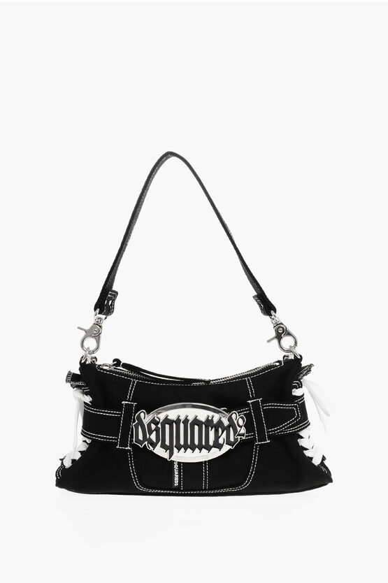 Dsquared2 Canvas Hobo Bag With Logoed Buckle