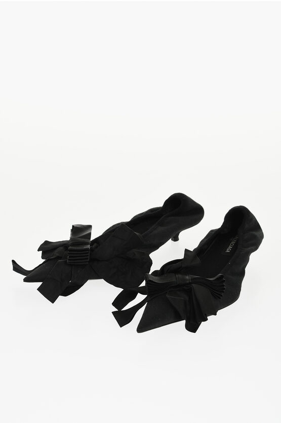 Balenciaga Canvas Louis Pumps With Front Bow 2cm In Black