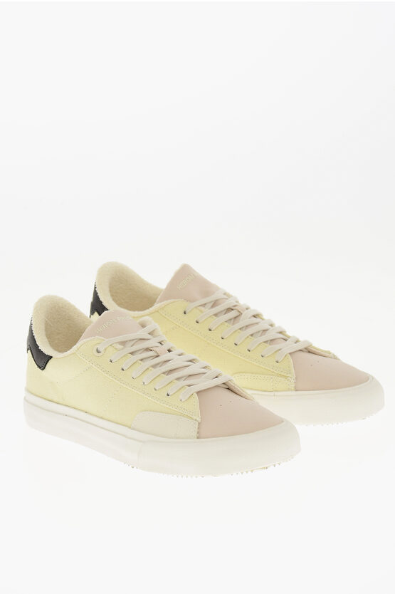 Shop Heron Preston Canvas Low Top Sneakers With Leather Detail