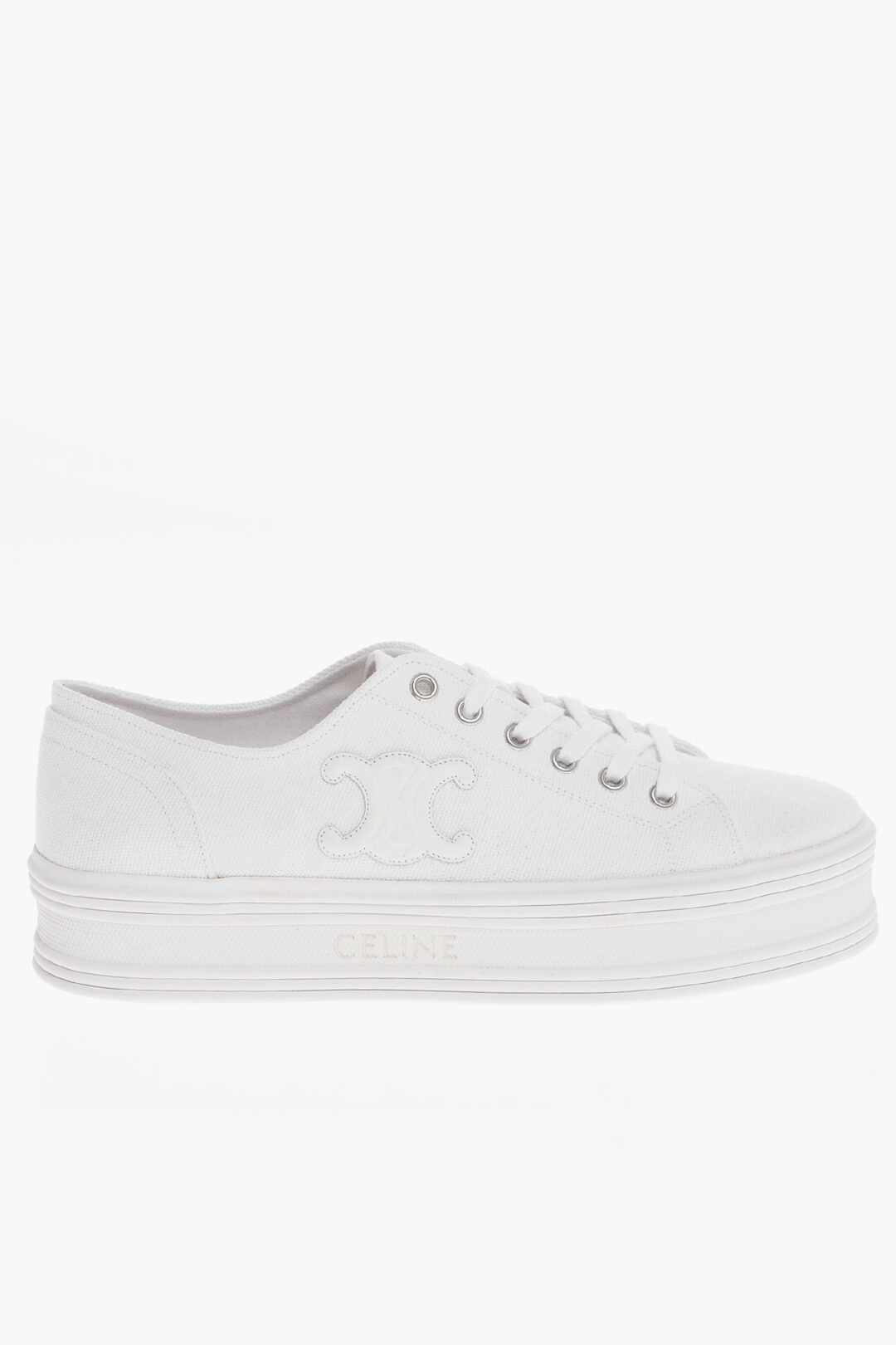 ★CELINE★ LEATHER PLATFORM SNEAKERS ♪ホワイト♪ BLOCK SNEAKERS WITH WEDGE OUTSOLE in CALFSKIN - OPTIC WHITE