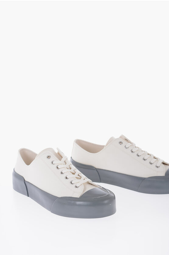 Jil Sander Canvas Low-top Trainers With Rubber Sole In White