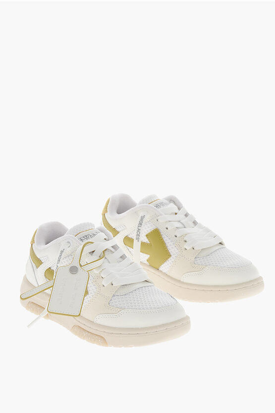 Off-white Canvas Out Of Office Sneakers With Leather Details In White