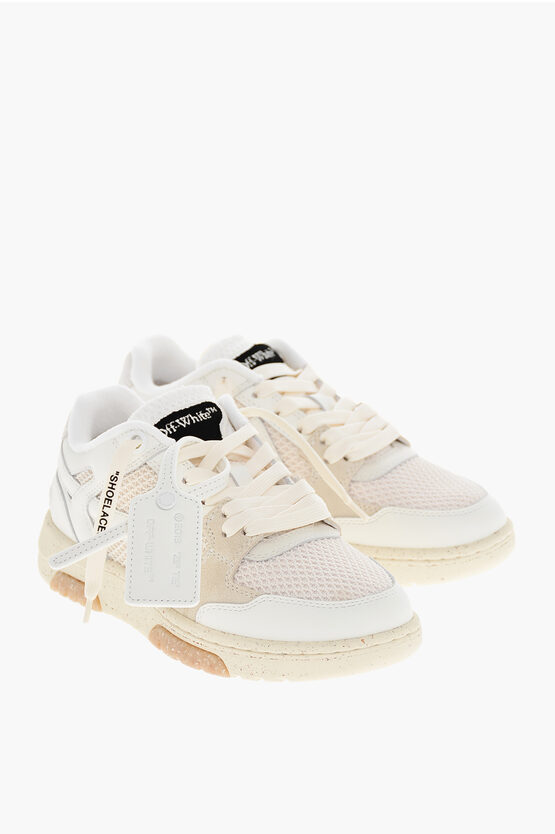 Off-white Canvas Out Of Office Sneakers With Leather Details In White